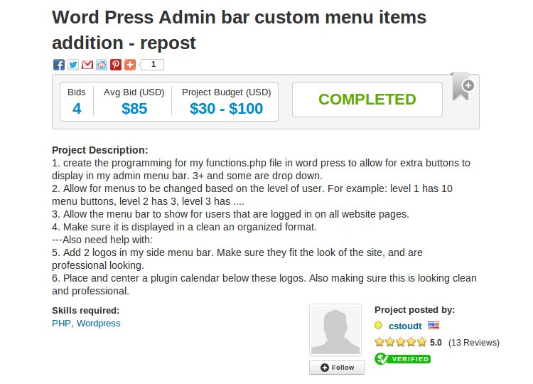 WordPress Toolbar Customization Description